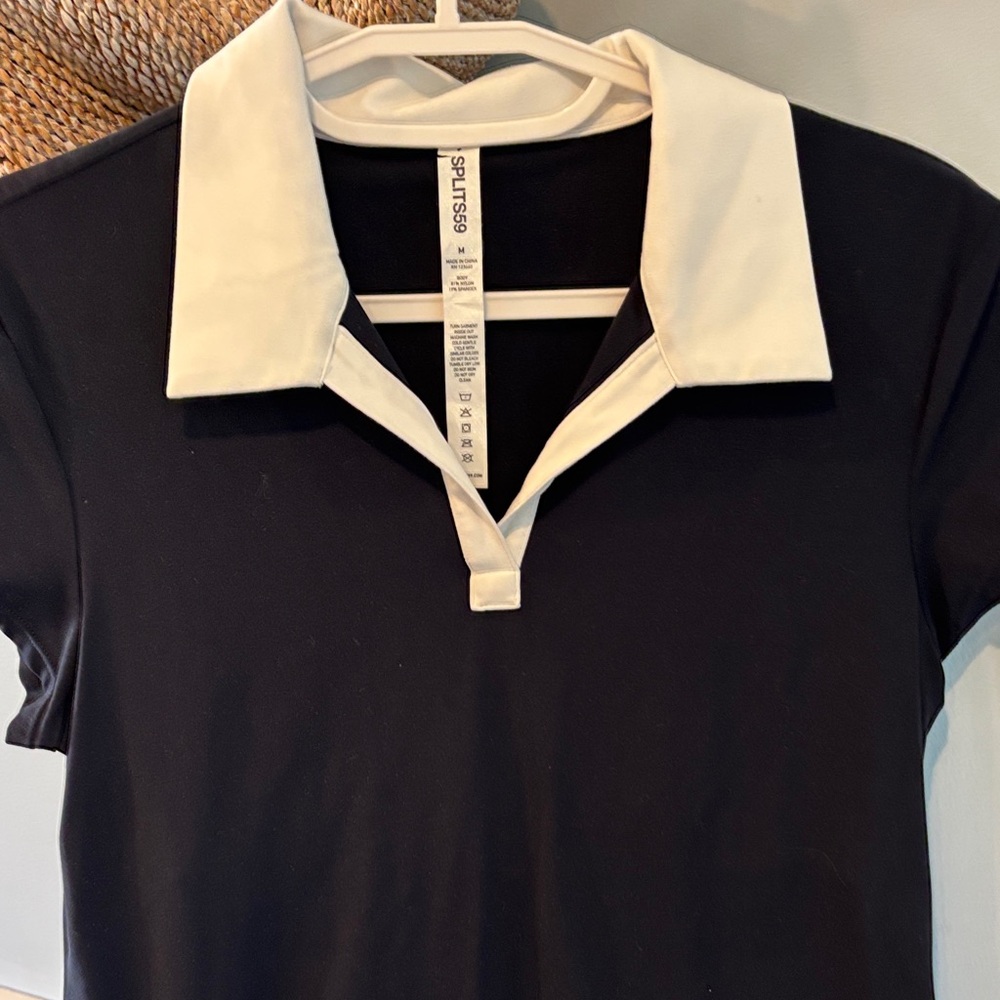 Splits59 Polo Airweight Dress in Indigo Dark Blue with White Contrast Collar - Picture 5 of 5
